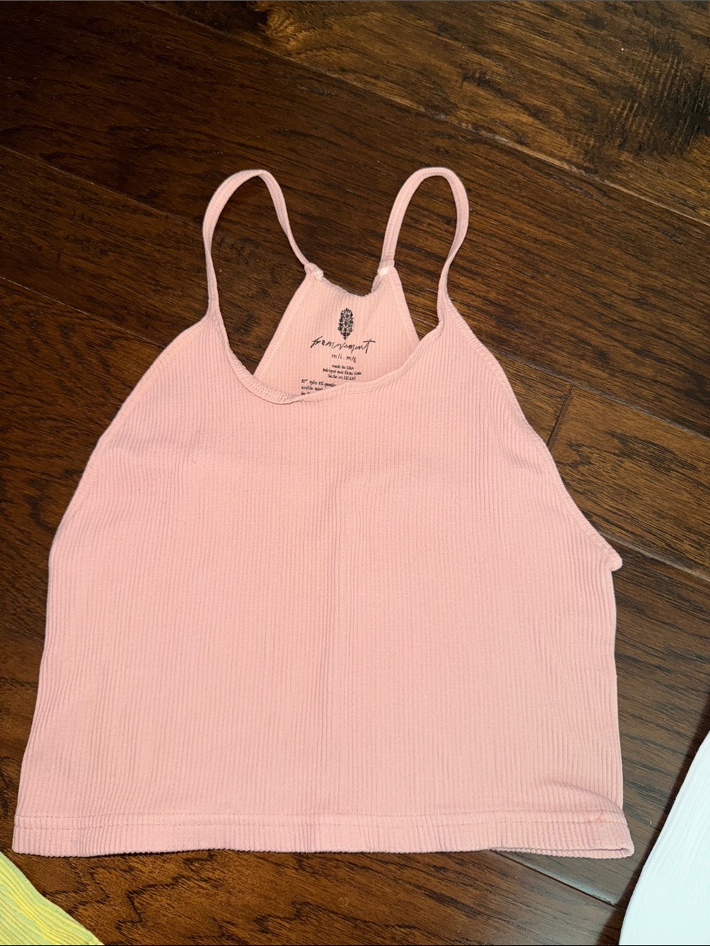 Free People Cropped Ribbed Halter Tank Tops in Yellow, Pink, White, Tie-Dye - Picture 3 of 6
